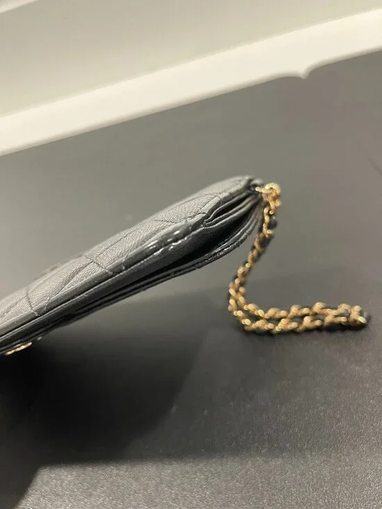 Chanel Lambskin Quilted Classic Pouch with Handle Black (JB1443) - Picture 5 of 13